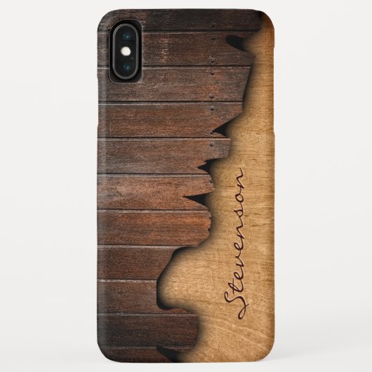 Rustige houtsplinterde houtkijk - Monogram naam Case-Mate iPhone Case (Achterkant)