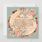 Rustige houtsresten Waterverf Roze Groen Bedankkaart (Voorkant)