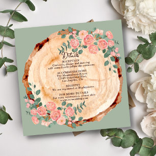 Rustige houtsresten Waterverf Roze Groen Informatiekaartje