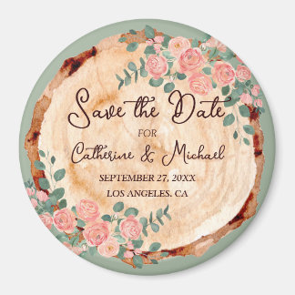 Rustige houtsresten Waterverf Roze Groen Magneet