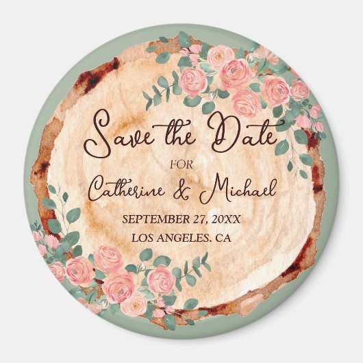 Rustige houtsresten Waterverf Roze Groen Magneet (Voorkant)