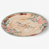 Rustige houtsresten Waterverf Roze Groen Papieren Bordje (Gekanteld)