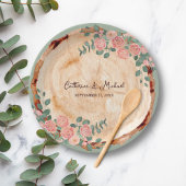 Rustige houtsresten Waterverf Roze Groen Papieren Bordje