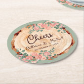 Rustige houtsresten Waterverf Roze Groen Ronde Kartonnen Onderzetter (Gebogen)