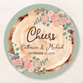 Rustige houtsresten Waterverf Roze Groen Ronde Kartonnen Onderzetter (Voorkant)