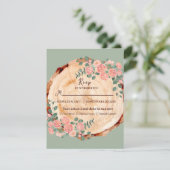 Rustige houtsresten Waterverf Roze Groen RSVP Kaartje (Staand voorkant)