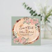 Rustige houtsresten Waterverf Roze Groen Save The Date (Staand voorkant)