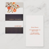 Rustige houtStripes Vloeibare bloemen Visitekaartje (Voorkant / Achterkant)