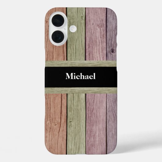 Rustige houtstructuur Aanpasbare naam Case-Mate iPhone Case (Achterkant)