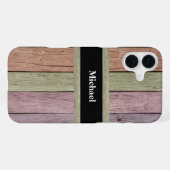 Rustige houtstructuur Aanpasbare naam iPhone Hoesje (Achterkant horizontaal)
