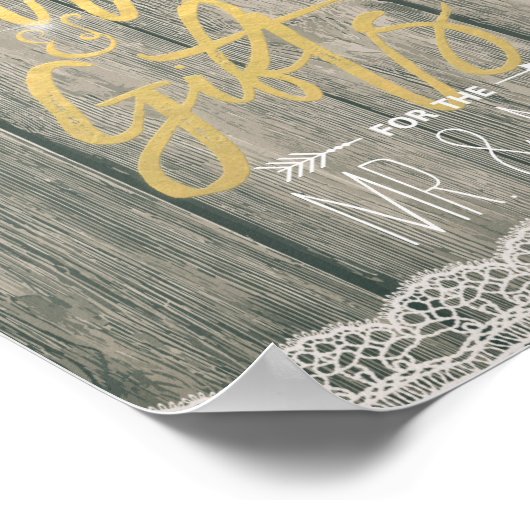 Rustige houtszonnebloemen Kaart Gift Wedding Sign Poster (Hoek)