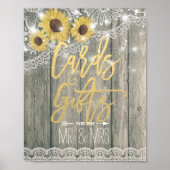 Rustige houtszonnebloemen Kaart Gift Wedding Sign Poster (Voorkant)