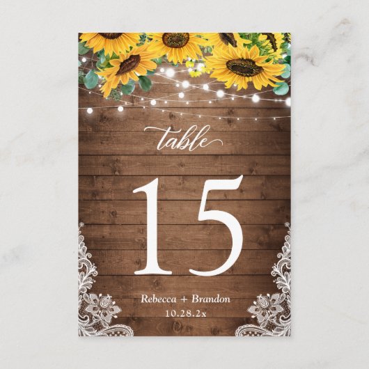 Rustige houtszonnebloemen Rustisch Bindingnummer RSVP Kaartje (Achterkant)