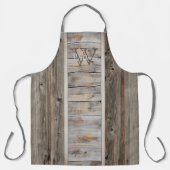 Rustige houttoon grijze monogram stripe Verticaal Schort (Voorkant)