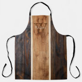 Rustige houttoon Monogram Stripe Verticaal Schort (Voorkant)