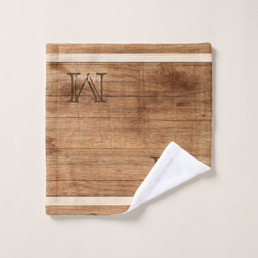 Rustige houttoon Monogram Tan Br. Bad Handdoek (Wasdoekje)