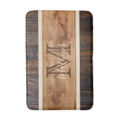 Rustige houttoon Stripe Monogram Brown Badmat (Voorkant Verticaal)