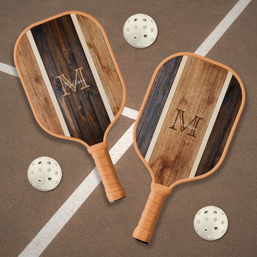 Rustige houttoon Stripe verticaal Pickleball Paddle