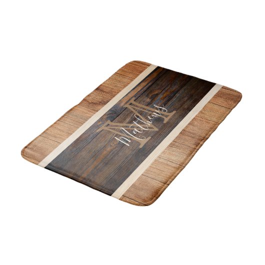 Rustige houttoonband Monogram Tan Badmat (Gekanteld)