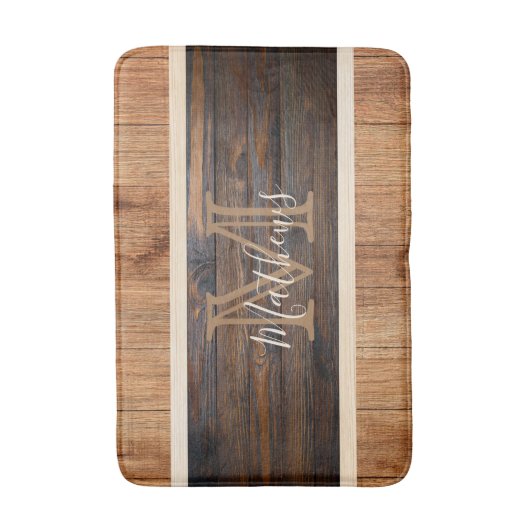 Rustige houttoonband Monogram Tan Badmat (Voorkant Verticaal)