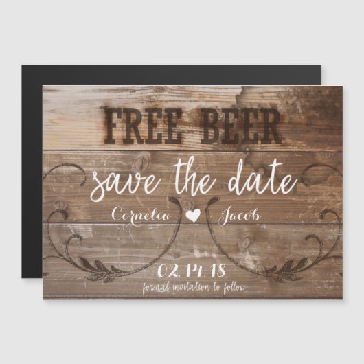Rustige houtvrije bier Funny Save the Date Magnet Magnetische Uitnodiging (Voorkant / Achterkant)
