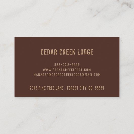 Rustige houtwildernis Forest Vacation Rentals Bus Visitekaartje (Achterkant)