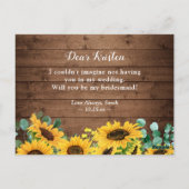 Rustige houtzonnebloem Mijn bruidsvoorstel Briefkaart (Achterkant)