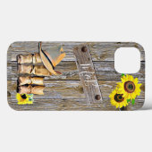 Rustige houtzonnebloemen, cowboylaarzen en Petten Case-Mate iPhone Case (Achterkant (horizontaal))