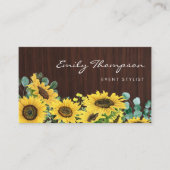 Rustige houtzonnebloemen en eucalyptus Floral Visitekaartje (Voorkant)