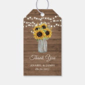 Rustige houtzonnebloemen Mason Jar Gift Label Cadeaulabel (Voorkant)