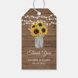 Rustige houtzonnebloemen Mason Jar Gift Label Cadeaulabel