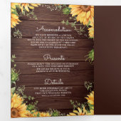 Rustige houtzonnebloemen Mason Jar QR Code Weddens Drieluik Uitnodiging (Binnenzijde eerst)