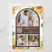 Rustige houtzonnebloemen Mason Jar QR Code Weddens Kaart (Achterkant)