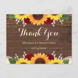 Rustige houtzonnebloemen Rode rozen Weddenschap Da Briefkaart