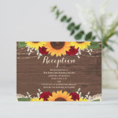 Rustige houtzonnebloemen Rode rozen Weddenschappen Informatiekaartje (Staand voorkant)