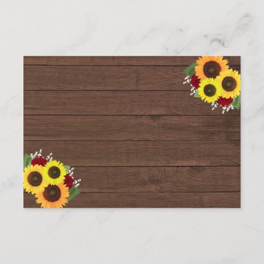 Rustige houtzonnebloemen Rode rozen Weddenschappen Informatiekaartje (Achterkant)