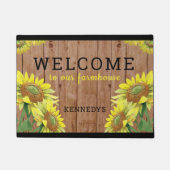 Rustige houtzonnebloemen Welkom in onze boerderij Deurmat (Voorkant)