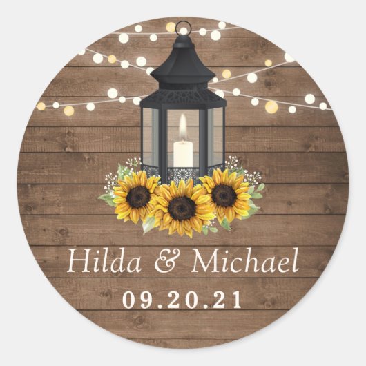 Rustige houtzonnebloemplanten ronde sticker (Voorkant)