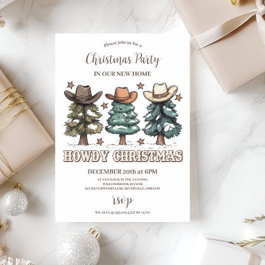 Rustige Howdy Kerst Cowboyhoed Kaart