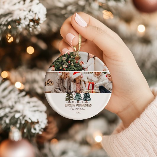 Rustige Howdy Kerstmis Western Cowboyhoed Keramisch Ornament