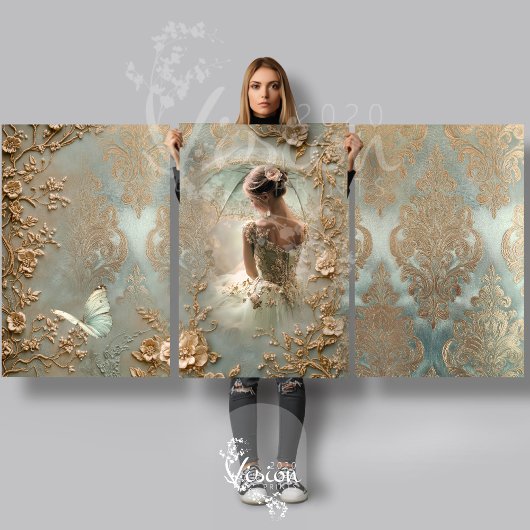 Rustige hunkering  Ballerina Barok Victoriaans Inpakpapier Vel