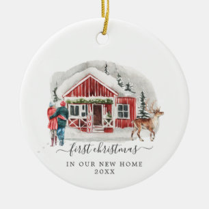 Rustige hut Eerste kerst in nieuw huis Keramisch Ornament