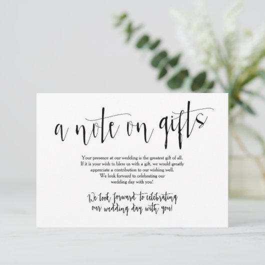 Rustige Huwelijkscadeaus Kaart (Staand voorkant)
