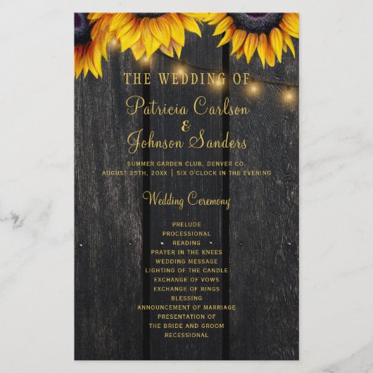 Rustige huwelijksceremonie met zonnebloempitten (Voorkant)