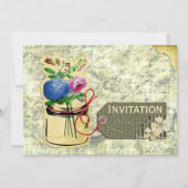 rustige  hydrangea rozen mason jar nodigt uit kaart (Voorkant)