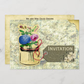 rustige  hydrangea rozen mason jar nodigt uit kaart (Voorkant / Achterkant)