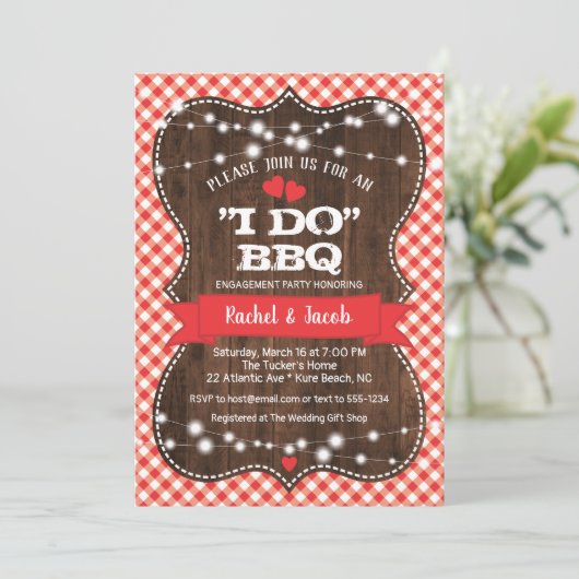 Rustige I DO BBQ Couples Shower Engagement Party Kaart (Staand voorkant)