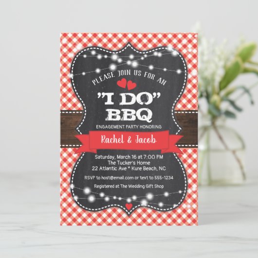 Rustige I DO BBQ Couples Shower Engagement Party Kaart (Staand voorkant)