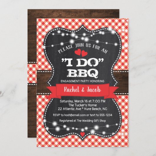 Rustige I DO BBQ Couples Shower Engagement Party Kaart (Voorkant / Achterkant)