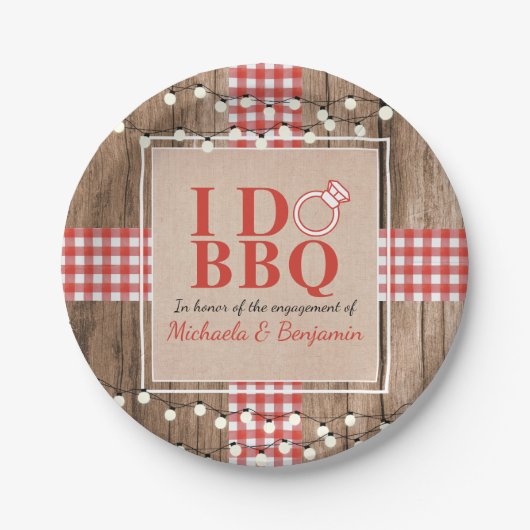 Rustige I Do BBQ Engagement Party-koppels — Shower Papieren Bordje (Voorkant)